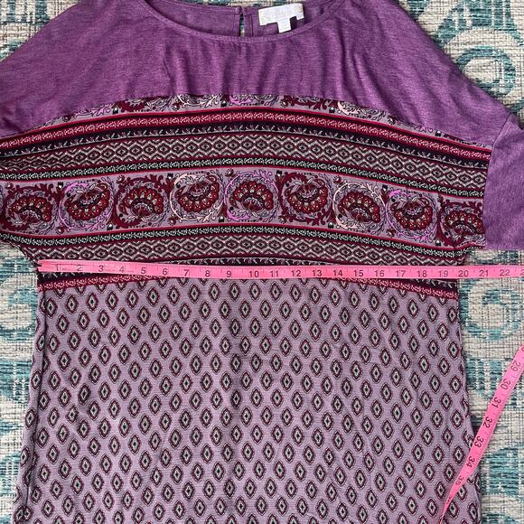 Weekend by Suzanne Betro Purple Paisley & Diamond Print Blouse - Size XL - Picture 6 of 7